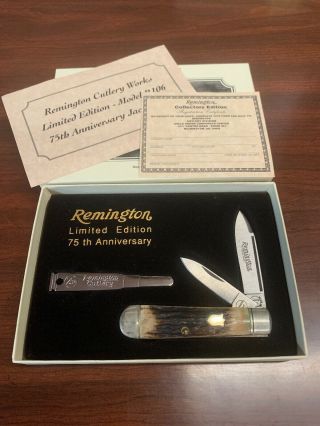 Remington Cutlery Limited Edition R106 75th Anniversary Stag Jack Knife
