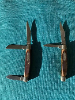 Vintage Schrade Usa Old Timer 340t 3 Blade Knife & Schrade Usa 330t Knife 2blade