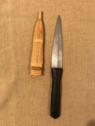 Vintage African Tourist Knife With Wooden Sheath Unique For Collectors