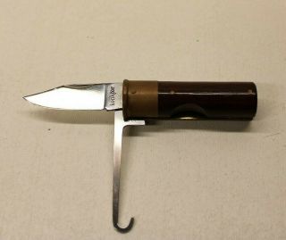 Vintage Kershaw 12 Gauge Shotgun Shell Folding Pocket Knife & Bird Hook Orvis
