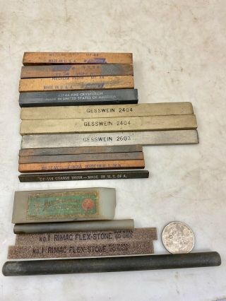 Sharpening Stones,  Bundle Of 16 Arkansas India Gesswein Norton,