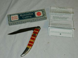 Vintage Remington R1615 Fisherman Pocket Folding Knife Candy Stripe 1988 W/ Box