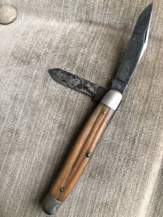 Vintage Queen Cutlery Stag Handle 2 Blade Folding Pocket Knife