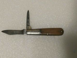 Vtg REMINGTON (RB44) Barlow Style 2 Blade Pocket Knife Smooth Stag Scales 2