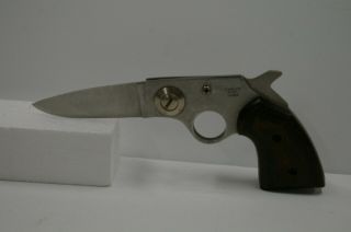 Vintage Pistol Shaped Single Blade Folding Locking Pocket Knife Made In Taiwan