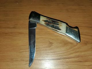 Vintage Schrade I - Xl Wostenholm Sheffield England Stag Handles Lockback Knife