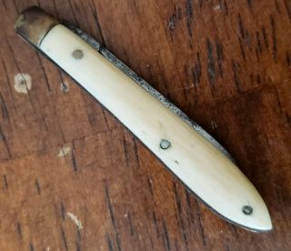 RARE Antique Heller Brothers Miniature Folding Pocket Knife w/Bone Handle 2