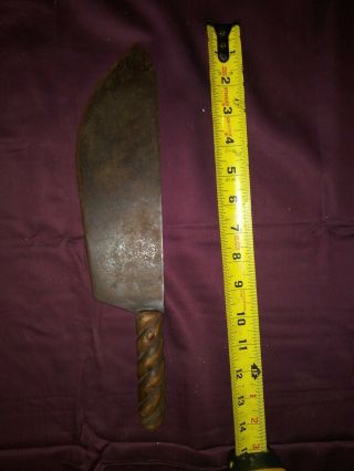Vintage Large Handmade Wooden Handle Knife Unmarked