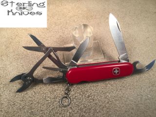 3 - 1/4 " Closed Wenger Delemont Switzerland Stainless Blade Knife Red Handle