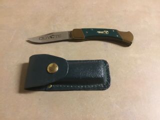 John Deere Hay Master Folding Pocket Knife By Coyote Leather Sheath