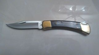 Buck 110 Usa Folding Lock - Back Knife Ebony Handle And Brass Bolsters.