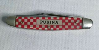 Purina Kutmaster Three Triple Blade Pocket Knife Advertising Checkerboard 2