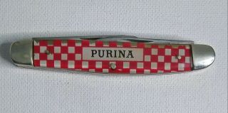 Purina Kutmaster Three Triple Blade Pocket Knife Advertising Checkerboard 3