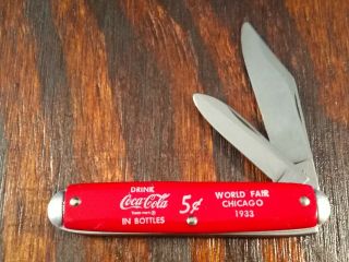 Vintage Coca Cola World Fair Advertising Folding Pocket Knife Made In Usa