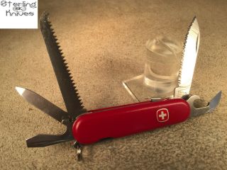 3 - 1/4 " Closed Wenger Delemont Switzerland Serrated Lock Blade Knife Red Stainles