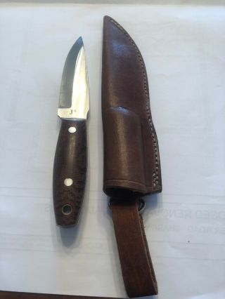 Custom Made Fixed Blade Knife With Leather Sheath 4” Blade Marked Jn