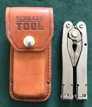Schrade Usa Tough Multi Tool With Leather Belt Sheath Near Os.
