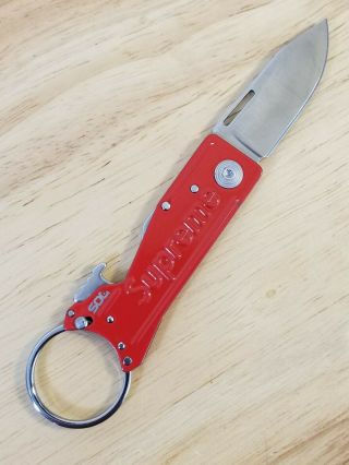 Sog Supreme Keytron Keychain Folding Knife - Supreme Red