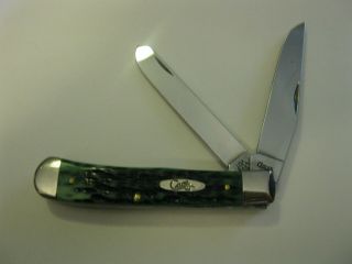 Case Xx Usa Trapper Pocket Knife 6254 Ss Green Jigged Bone Handles Made In Usa