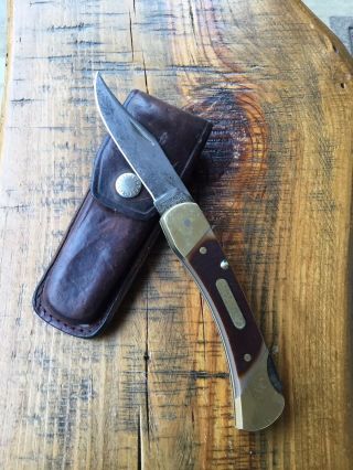 Vintage Schrade 7 - Ot Pocket Knife Folding Hunter Made In Usa With Sheath