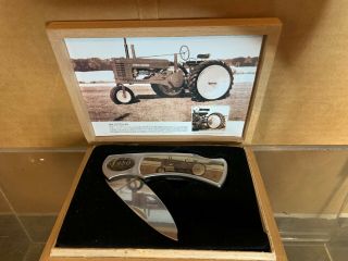 Vintage 1950 John Deere Tractor Pocket Knife In The Wood Box From A Local Estate