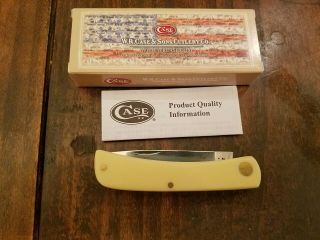 Case Xx Usa 3137 Cv Sod Buster Jr Knife 3 3/4 " Yellow Composition Handle W/ Box