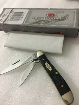 Case Xx Peanut Pocket Knife Surgical Steel Blades Rough Black Handle 18225