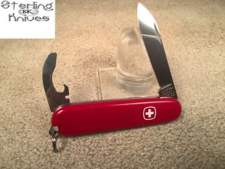 3 - 1/4 " Closed Wenger Delemont Switzerland Simple 2 - Blade Knife Red Stainless