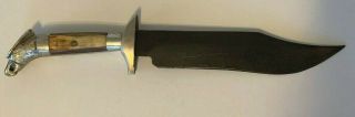 Vintage Mexico Engraved Blade Fixed Blade Bowie Knife With Eagle Lqqk