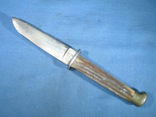 Vintage Stag Handle Henley Othello Solingen Germany 8 " Long Fixed Blade Knife