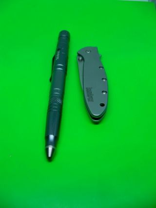 Kershaw 1660 Ken Onion Leek Plain Edge Assisted Open,  2cl Direct Tactical Pen