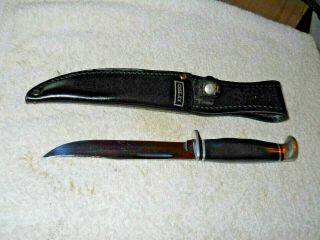 Case Xx Usa 216 - 5 Near Fixed Blade Knife And Sheath 5 1/8 " Blade 9 3/8 Long