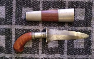 7 - 1/2 " Pistol Style Dagger With Wood Handle