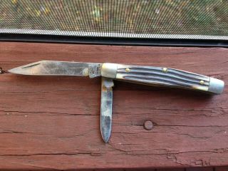 Vintage Queen 79 2 Stainless Steel 2 Blade Pocket Knife O With Crown Logo