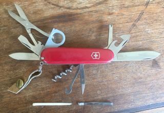 Victorinox Officer Suisse Multi - Tool Swiss Army Knife Rostfrei Leather Strap Vtg
