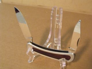 Kershaw Kai 2050 Two Blade Lockback Knife W/ Leather Belt Sheath Un -