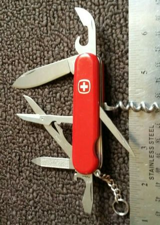 Retired Red Wenger Swiss Army Traveler Pocket Knife Multi Tool Sak Edc