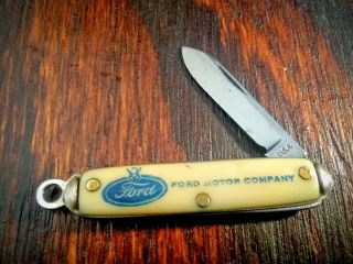 Vintage Ford Motor Company Advertising Folding Keychain Knife Made In Usa