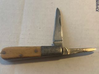 Vintage C F Wolfertz & Co Allentown Pa Two Blade Barlow Handle Pocket Knife