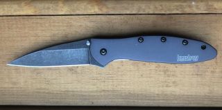 Kershaw Leek Assisted Opening Knife (3 " Blackwash 14c28n) 1660grybw