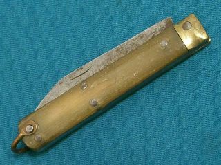Vintage Chinese Tibetain Horn Barehead Folding Pen Knife Pocket Watch Fob Knives