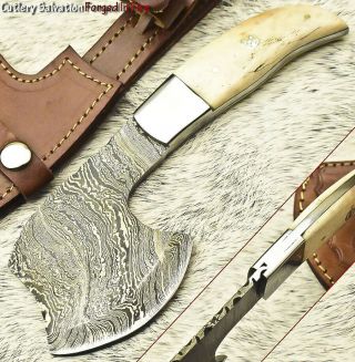 Cutlery Salvation Custom Handmade Damascus Steel Hatchet Axe | Full Tang Knife
