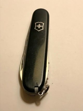 Vintage Victorinox Rare Black Swiss Army Knife 3.  5 " (6 Tools) See Blades Old