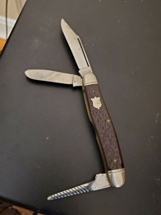 Vintage Pocket Knife - Camillus Usa 68 - 3 Blade Bone - Never Sharpened