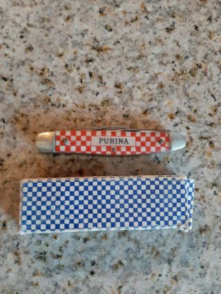 (g) 1950s Purina Chow Checkerboard Advertising Pocket Knife Stockman Kutmaster