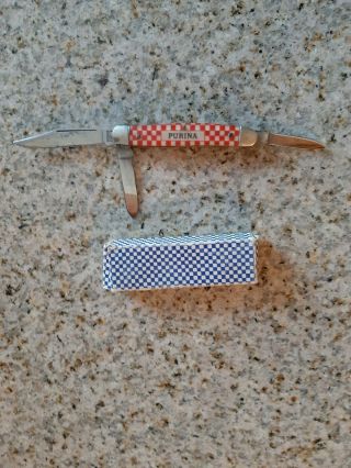(G) 1950s PURINA CHOW CHECKERBOARD Advertising Pocket Knife STOCKMAN Kutmaster 3