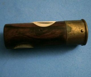 VINTAGE WINCHESTER 12 GAUGE SHOTGUN SHELL POCKET KNIFE Lock Blade Wood Handle 2