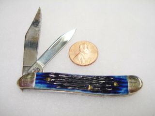 Blue Grooved Bone Case Xx Peanut Pocket Knife 6220 Ss Un -