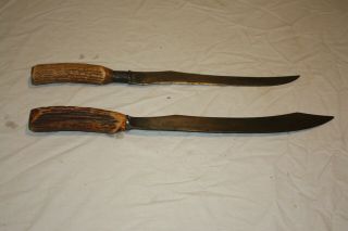 J.  Russell & Co.  Green River 1834 - - Carving Knife Stag Handle And Bonus
