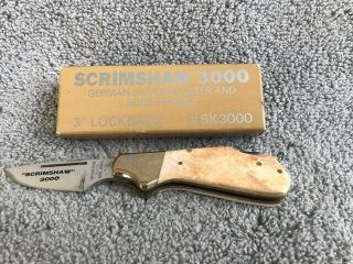 Scrimshaw 3000 Lockback Knife W/ German Silver Bolster - Bone Handle - 2 " Blade